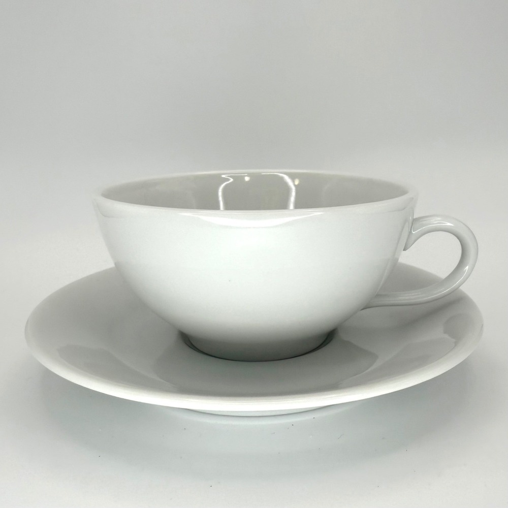 Pillivuyt Vintage Porcelain Tea Cup‎ and Saucer Set Culinaire White Coffee